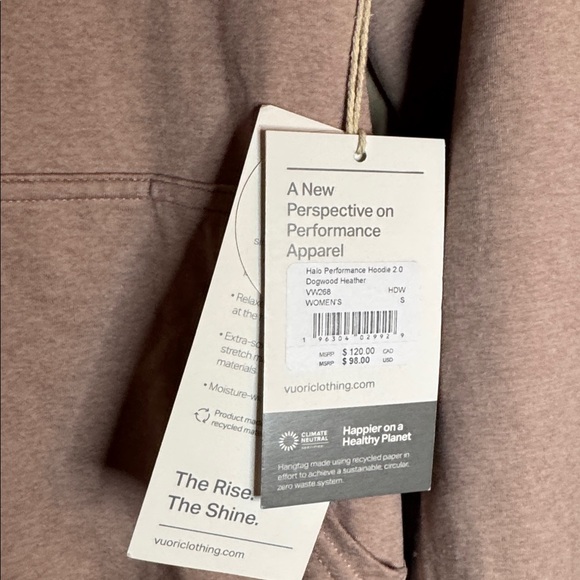 Vuori Halo Performance Hoodie 2.0 Dogwood Heather Size Small New - Picture 4 of 5